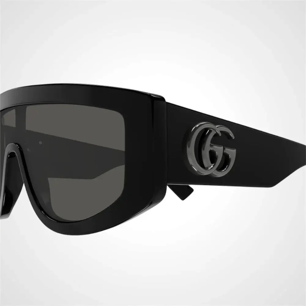 New GUCCI Sunglasses Black Wrap Shield Oversized Grey Lens GG 99-1-130mm